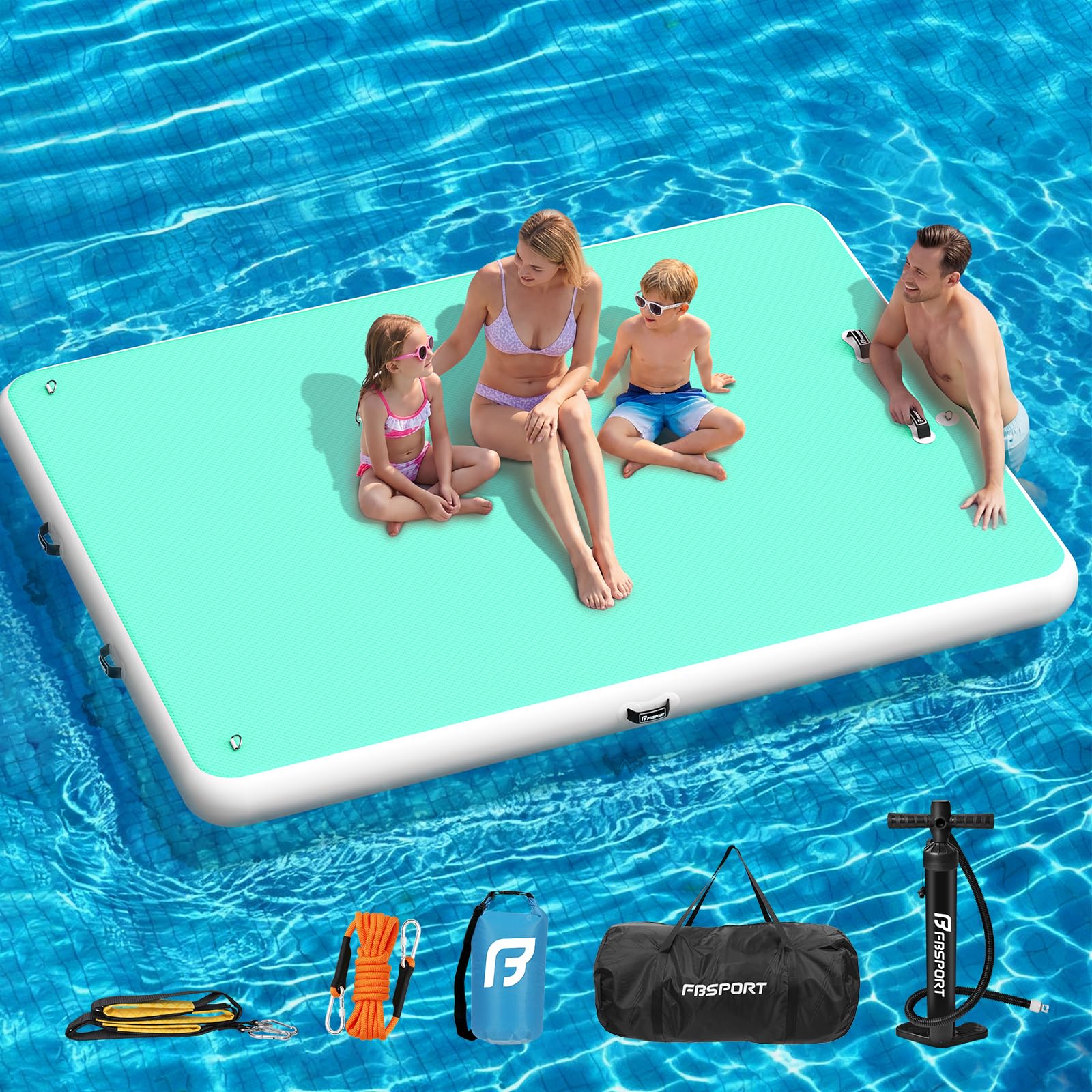 Aufblasbare Dock Schwimmende Plattform Aufblasbare Wasserhängematte, Multi Personen Aufblasbares Schwimmdock Swim Deck mit Non Slip Oberfläche und Tragetasche, Wasser Plattform für Strand See Pool