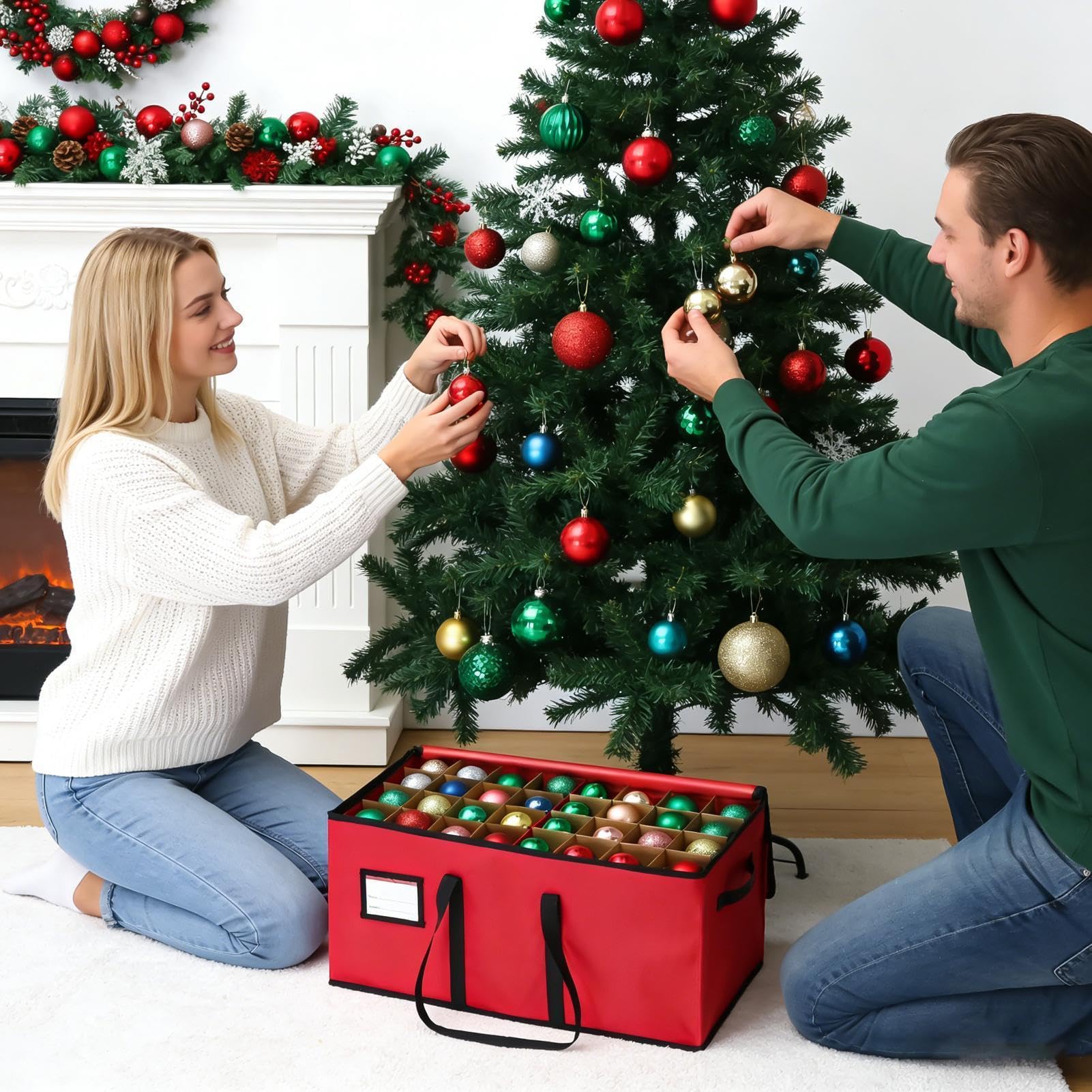 Scatola Organizzatrice di Decorazioni Organizzatore Grande Regolabile E | Contenitori di Archiviazione Natalizi Per Palline Statuine Vetro San Compleanni Casa Capodanno Occasioni