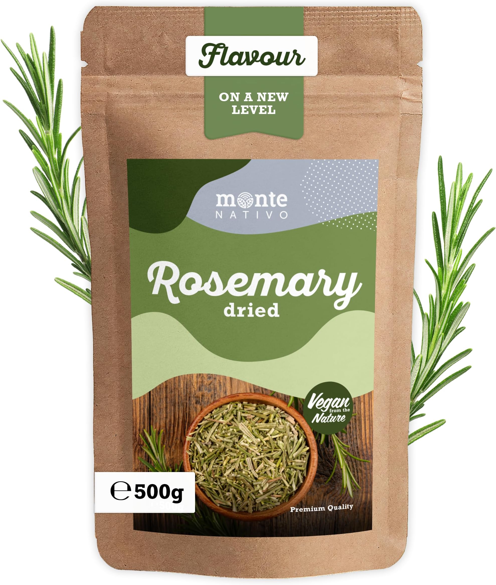 Dried Rosemary Monte Nativo (500g) - Perfect for Rosemary Tee - Gently dried and aromatic Spices ideal for Cooking and Seasoning