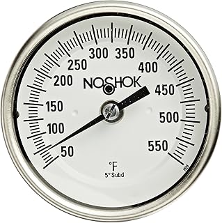 NOSHOK 100 Series 304 Stainless Steel Bi Metal Thermometer with Back Mount, 4