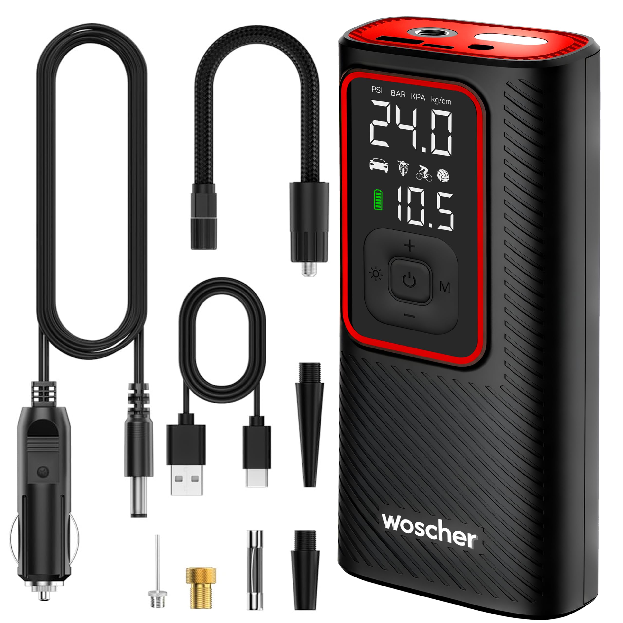 Woscher iX [Flagship Launch] 2in1Portable Tyre Inflator for Car & Bike with 150 PSI Pressure,6000mAh Battery,Digital Display, Pressure Detection,Air Pump Compressor for Car Tyre,Bikes,Bicycles & Balls-image-15