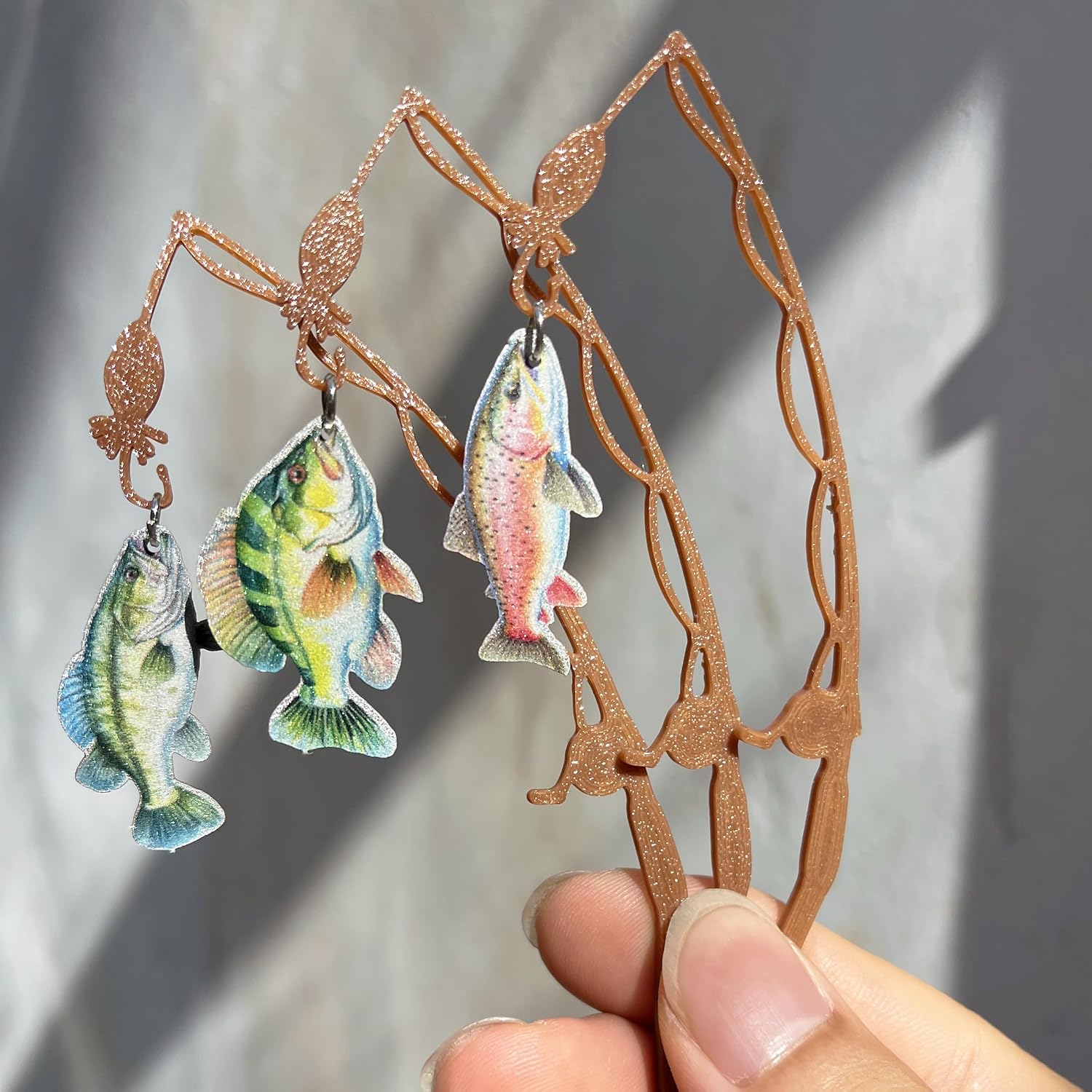 Fishing Theme Cupcake Toppers, 20 Mini Fishing Rod Decorations with Colorful Fish image 2