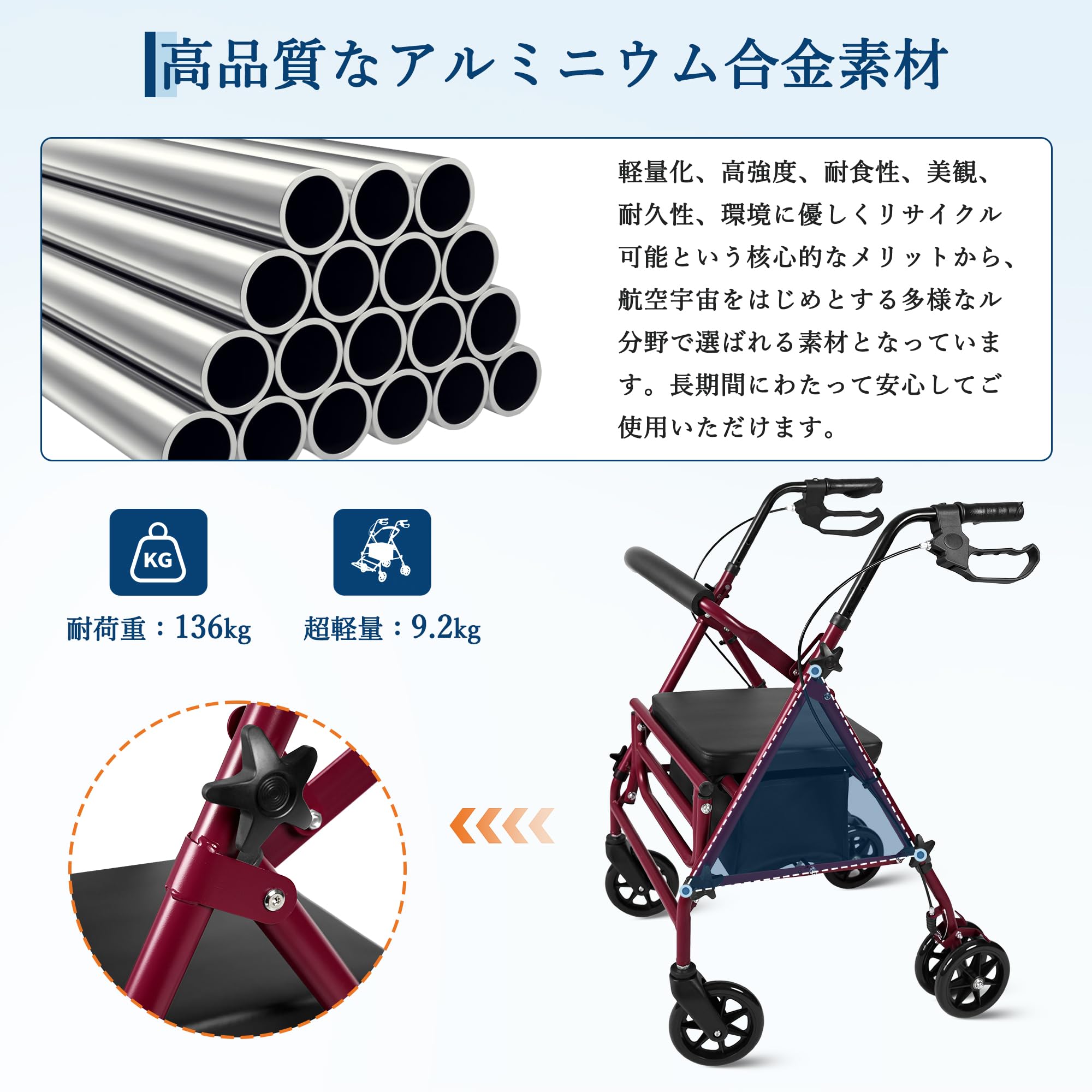 Amazon | ガービー(Garvee) 歩行器 耐荷重136kg 4段階高さ調節能