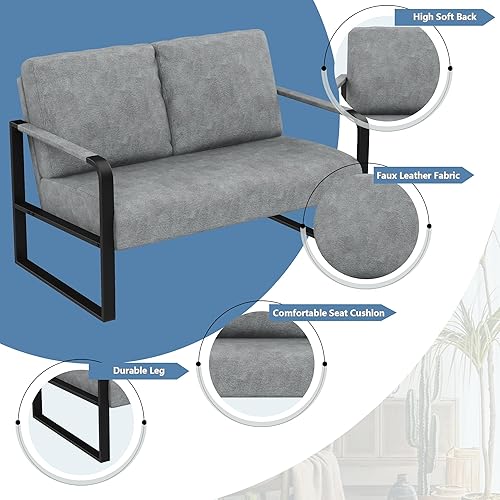 Miniatura 7 de Love Seat, sofá pequeño para sala de estar, sofá biplaza gris, sofá pequeño para espacios pequeños con cojín acolchado, asientos de dos plazas