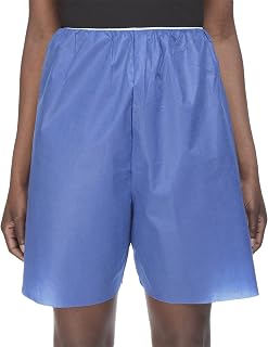 McKesson Patient Exam Shorts, Disposable - Non-Woven Material, Elastic Waist, Blue - Fits 28 in to 34 in Waist, Size Medium, 25 Count