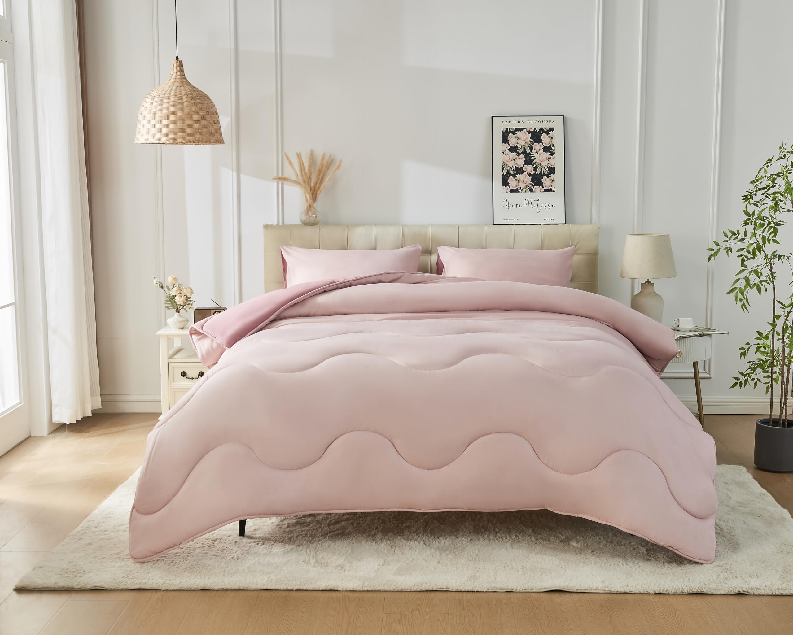 GC GAVENO CAVAILIA Coverless Single Duvet - 100% Polyester Down Alternative Comforter & Pillowcase - 10.5 Tog Reversible Coverless Quilt - Soft, Warm, Bedding Set - (137x200cm), Pink/Dark Pink