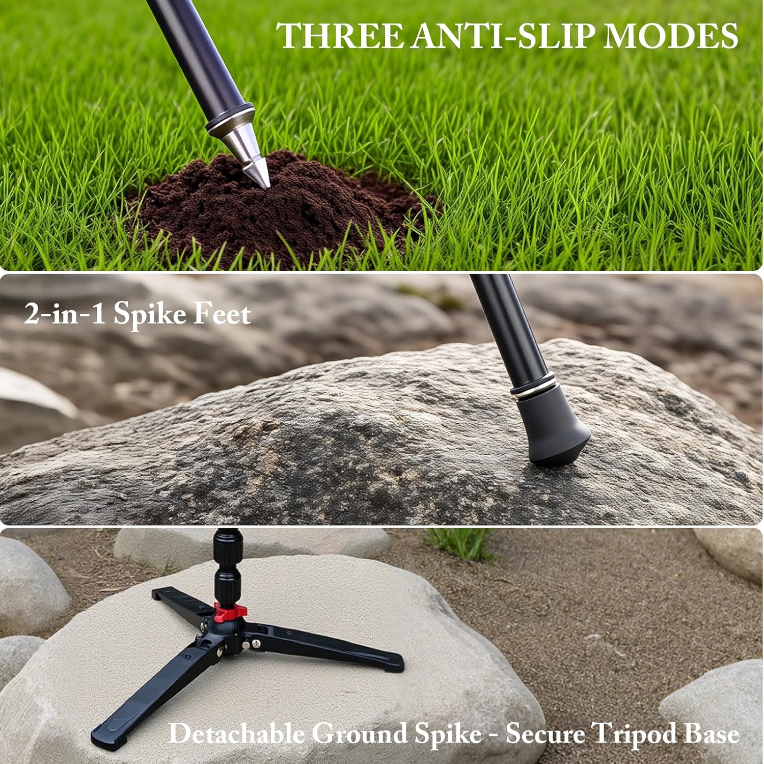 360° Rotating Shooting Sticks Convertible Monopod Shooting Tripod Adjustable Height with Removable V-Yoke & Non-Slip Pad & Screw-Locks for Hunting Outdoor