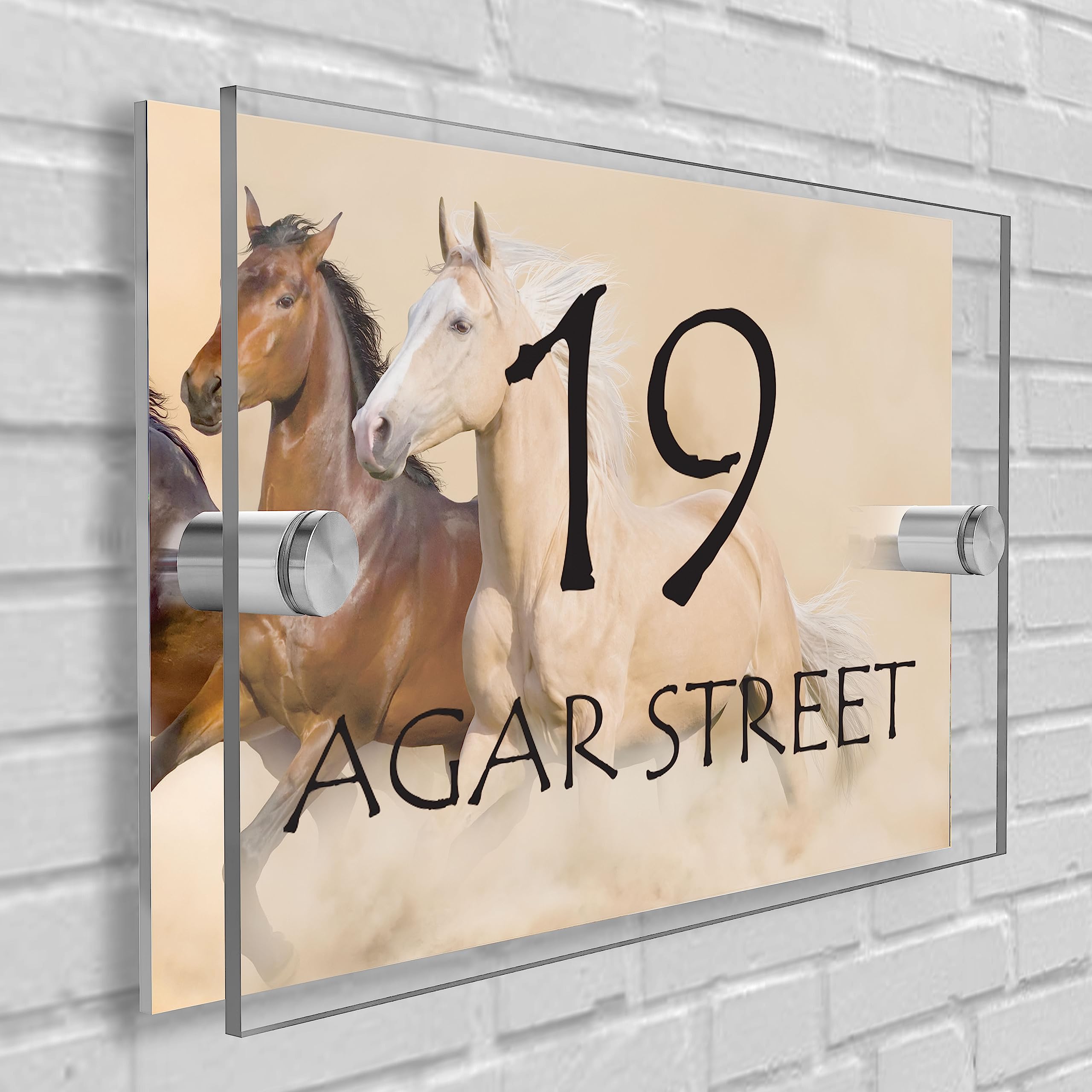 House Sign Plaque Personalised Door Number Street Glasss Effect Acrylic I House signs personalised door number plaque for wall outside I Rectangle Shape (Design 10)