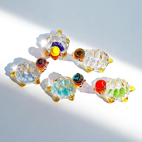 Miniatura 8 de H&D HYALINE & DORA Juego de 5 mini figuras de cristal de tortuga marina soplada a mano coleccionables de animales marinos de cristal para amantes de