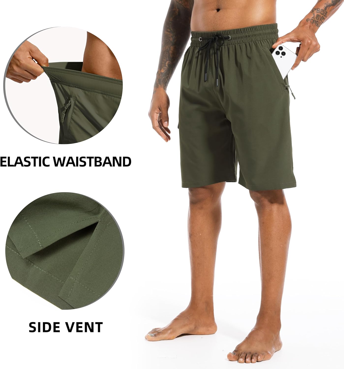 Men's Swim Trunks Quick Dry Board Shorts with Zipper Pockets Beach Shorts Bathing Suits for Men - No Mesh Liner - Image 4