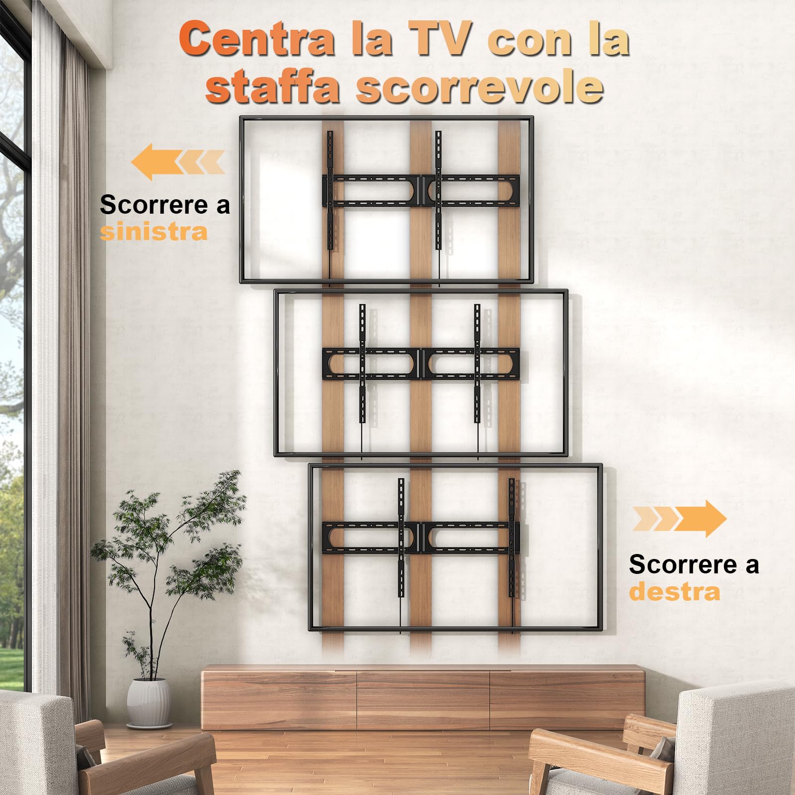 Supporto universale per TV Ultra Slim per TV da 37-140", fino a 125 kg, Max VESA 1200 x 800, nero
