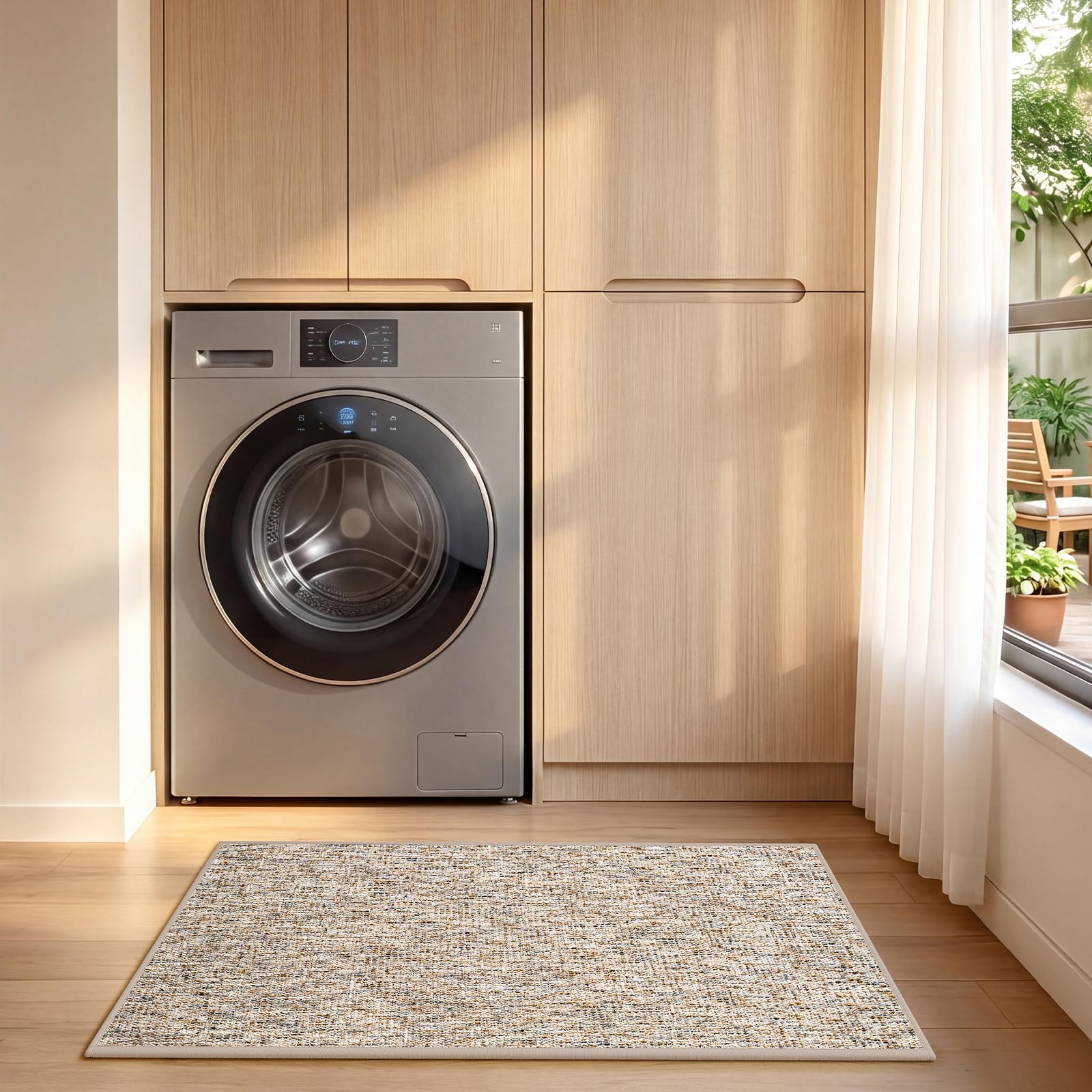 Tappeto Bagno 70x120cm, Tappetino Tessuto a Colori Misti, Tappeti in Gomma Antiscivolo Assorbente, Soffice Tappetini Doccia, Lavabile in Lavatrice, Adatto per Doccia, Bagno, Beige