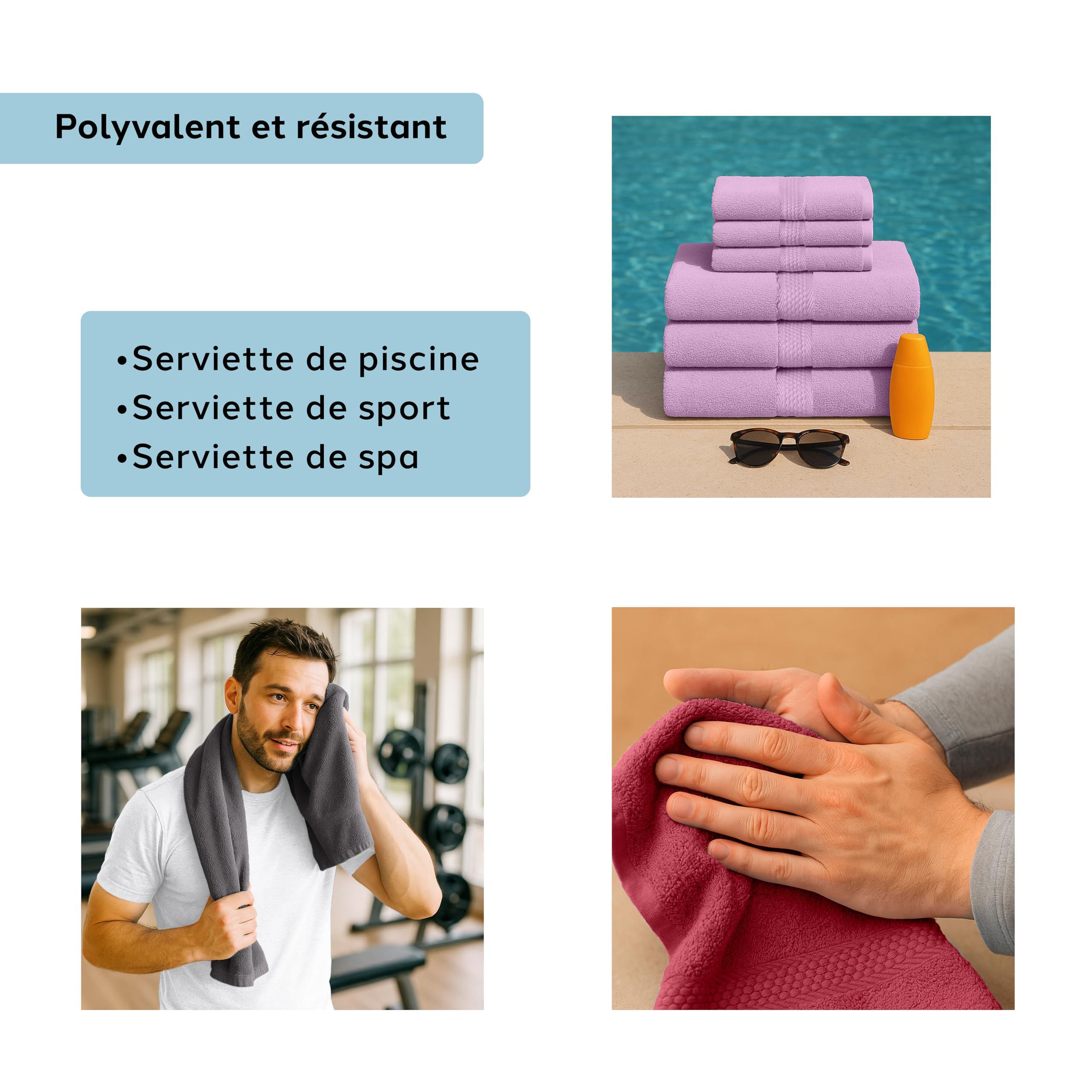 Caleffi Lot de 6 Serviettes de Bain Visage et invités en Coton, 55 x 100 cm