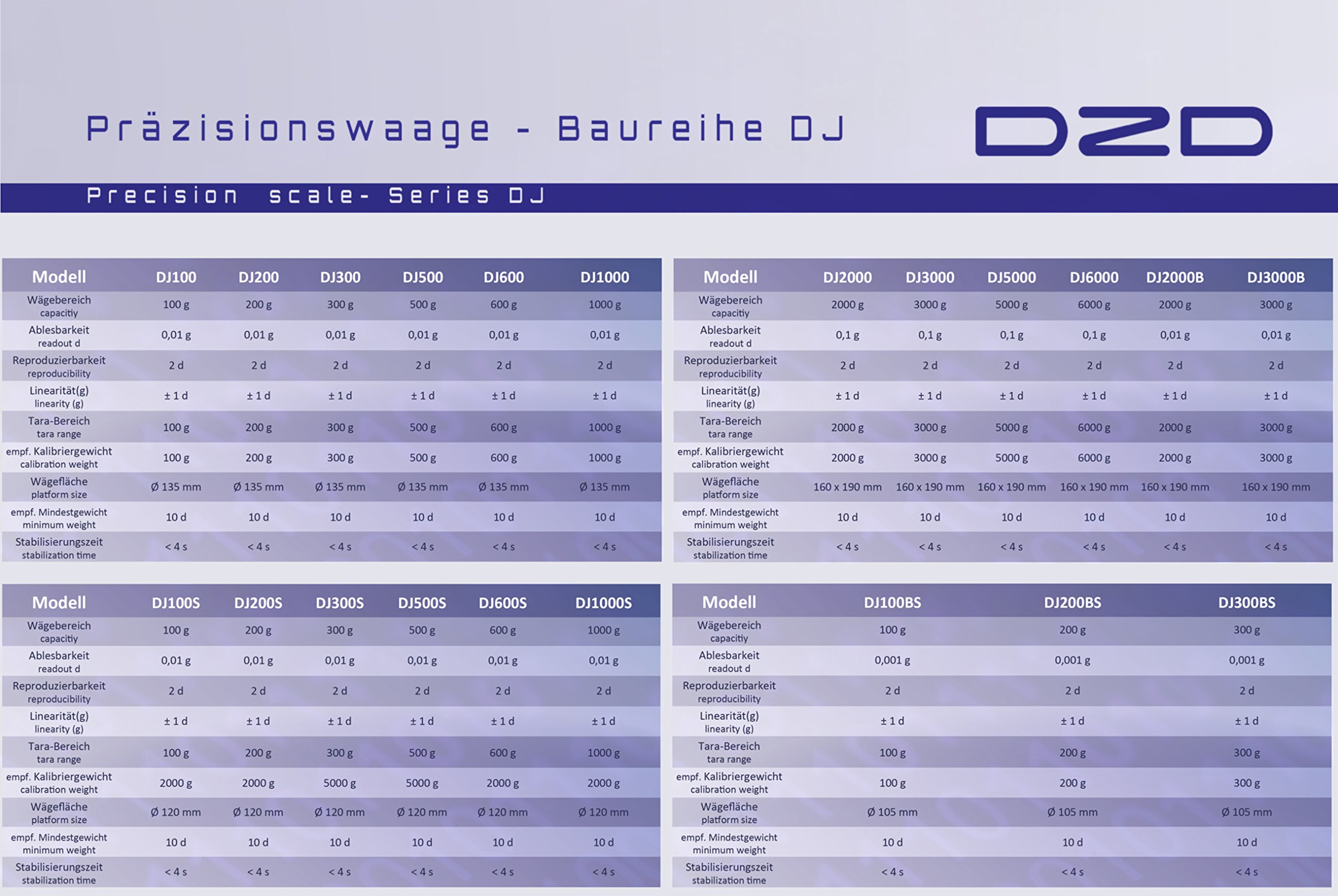 DZD DJ100B-S - Bilancia di precisione industriale 100 gx1 mg