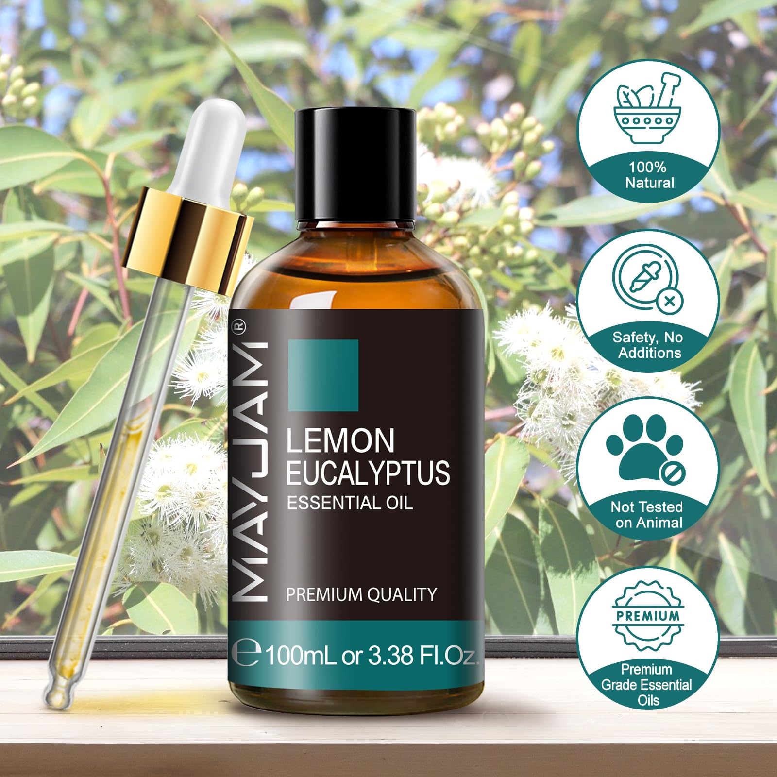 Aceites Esenciales de Eucalipto Limón 100ML, MAYJAM Aceite de Eucalipto Limón 100% Puro, Ideal para Aromaterapia Aroma Difusor Fragancia Aceite Masaje