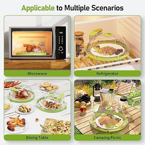 Miniatura 6 de Cubierta para salpicaduras de microondas, retención de calor, cubierta transparente de alimentos para microondas de 10 pulgadas con vaporizador de