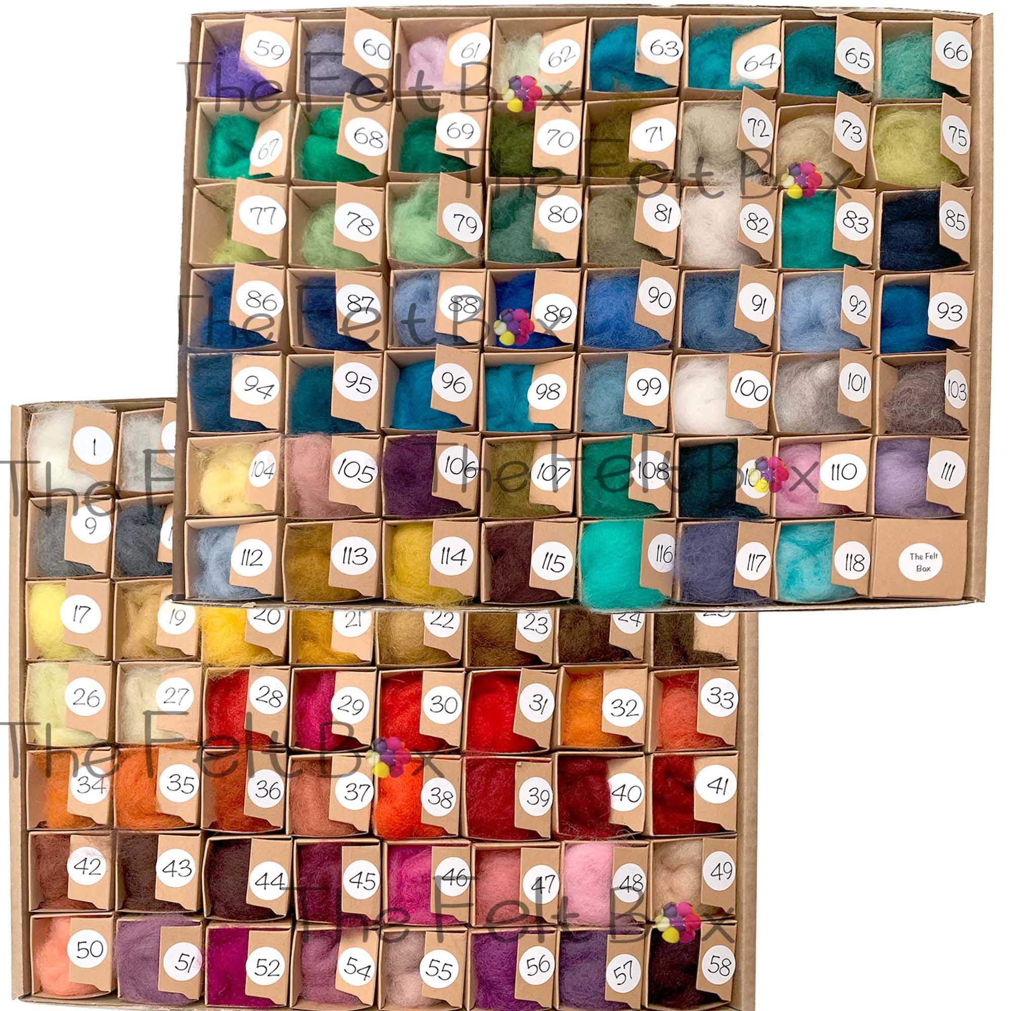 Paleta de colores de lana cardada de fieltro con aguja 111 tonos