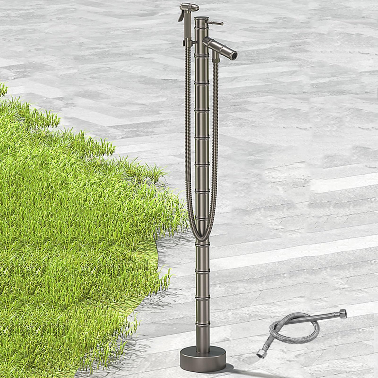 WOTZOV Faucet Water Column,All Copper Bamboo Garden Water Column With Spray Gun - 33In Multifunctional Outdoor Vertical Water Feature For Landscaping And Irrigation，109cm/43in