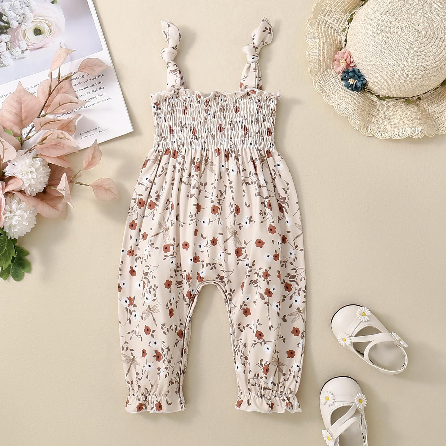 Summer One Piece Outfits Infant Baby Girl Romper Jumpsuit Sleeveless Ruffle Halter Floral Bodysuit Clothes - Image 5
