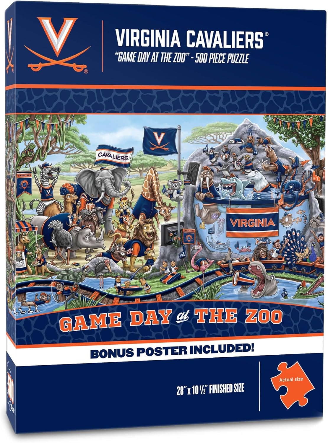 YouTheFan NCAA Virginia Cavaliers Game Day At The Zoo 500pc Puzzle 28" x 10.5"