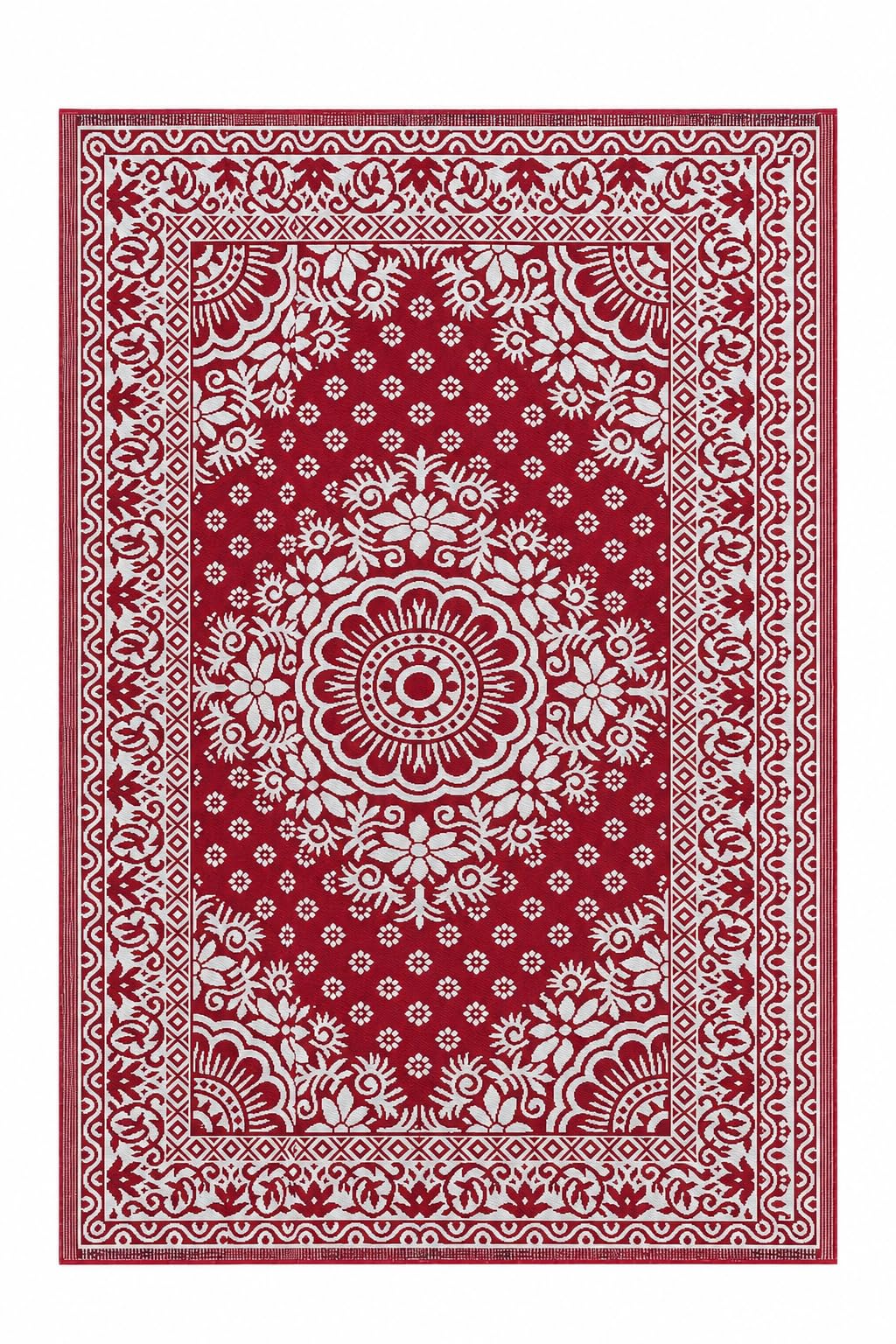 Plastic Floor Mat Chatai | Multipurpose, Waterproof, Washable, Lightweight & Durable | Indoor & Outdoor Use chatai mat (RED and White, 6X9) | (L 180 cm X W 270 cm)-image-7