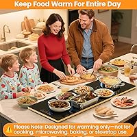 Vista 2 de Bandejas de calentamiento eléctricas XXL de 40 x 14 pulgadas para fiestas de buffets, bandeja de calentamiento eléctrica con pantalla táctil, Dorado
