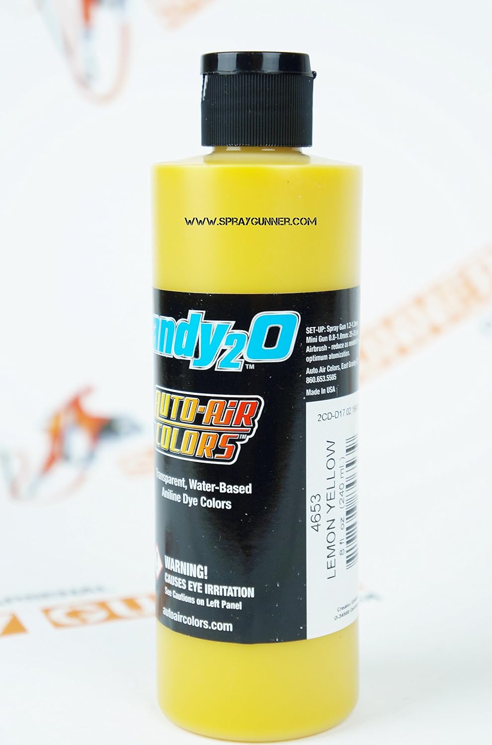 Createx Auto-Air Colors Candy2o Lemon Yellow 4653 8oz Waterborne Custom Paints