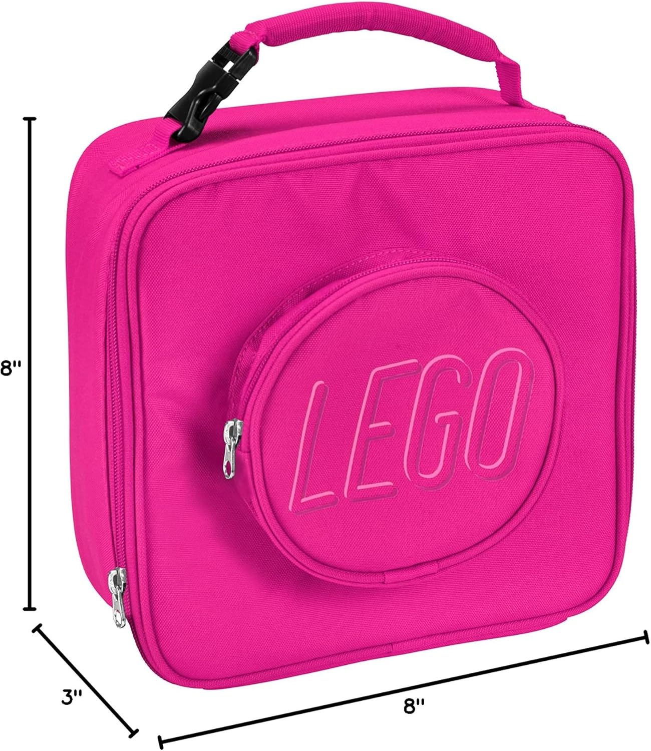 LEGO Lunch Bag, Durable and Insulated, with Mesh Pouch and Zip Compartment, Perfect for On-the-Go Meals, Pink - Image 4