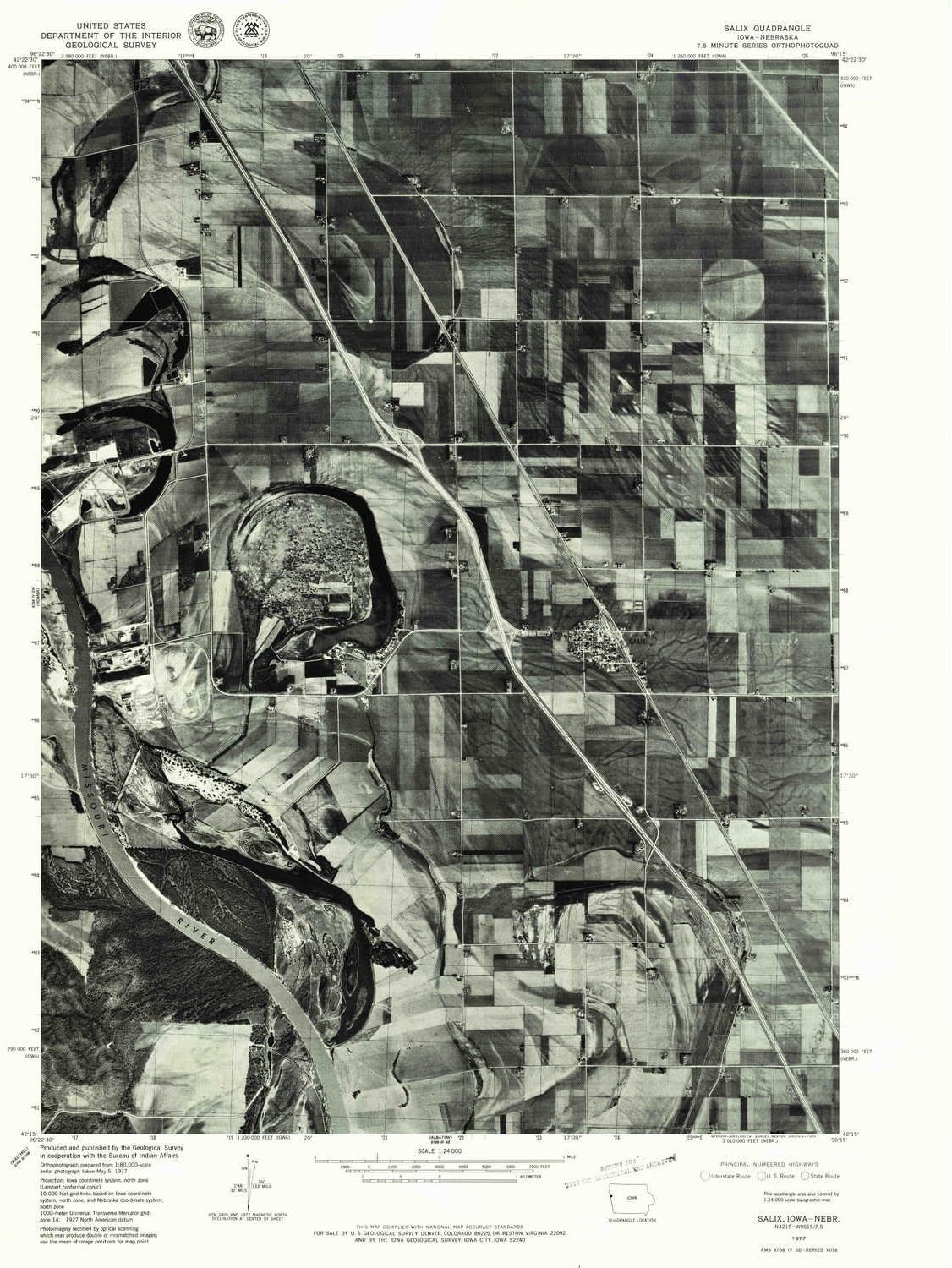 YellowMaps Salix IA topo map, 124000 Scale, 7.5 X 7.5 Minute, Historical, 1977