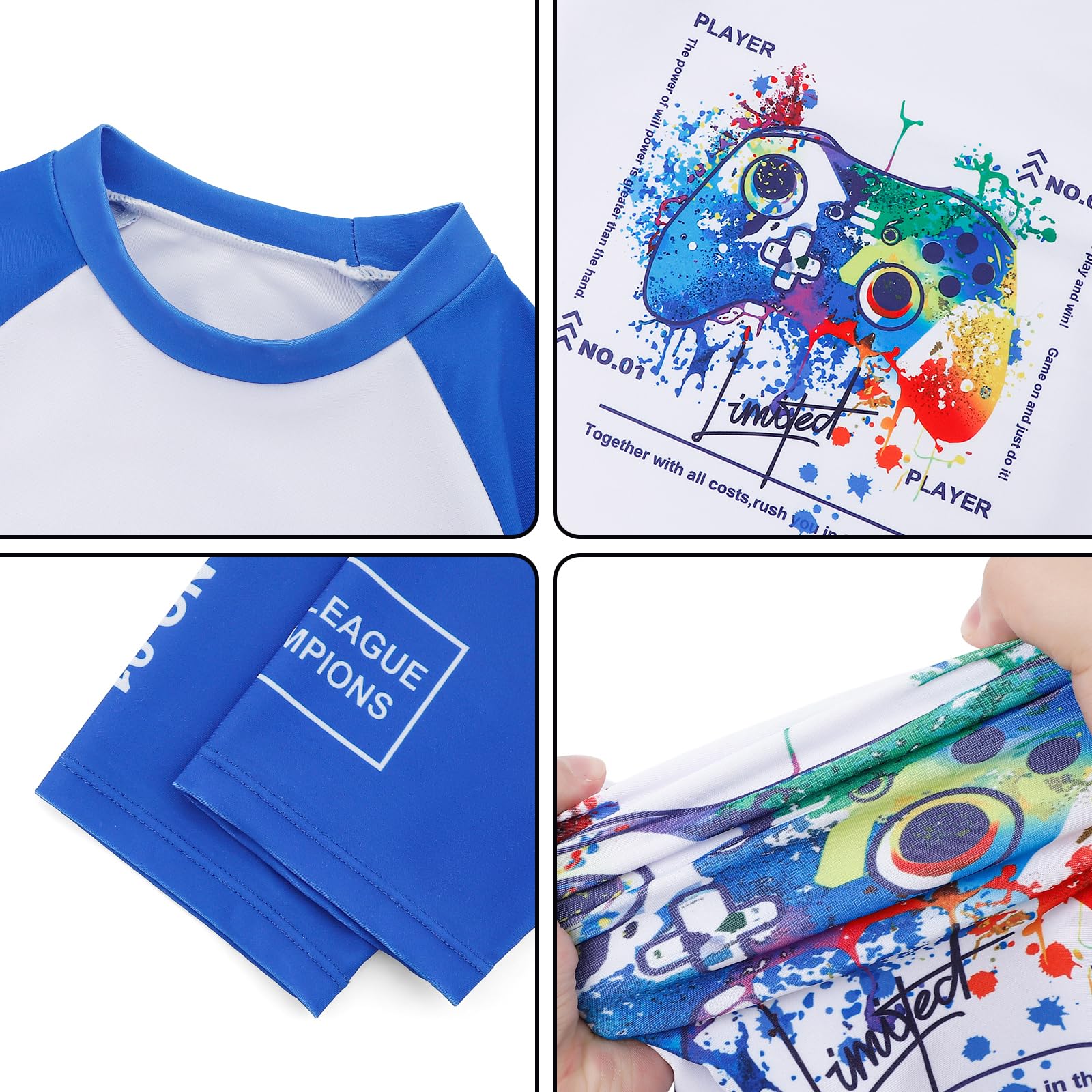 Maillot de Bain Enfant Garçons 2 Pieces Ensembles avec Rashguards Anti UV et Shorts de Plage à Séchage Rapide