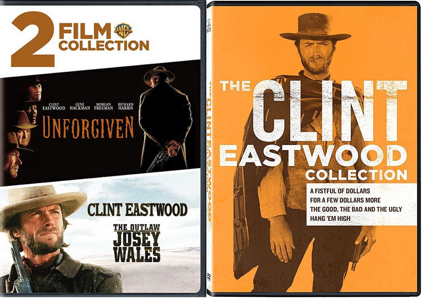 No Name Unfogiven Western Movies Outlaw Josey Wales Clint Eastwood Collection Series Good Bad and Ugly/A Fistful/For a Few Dollars More/Hang 'em High