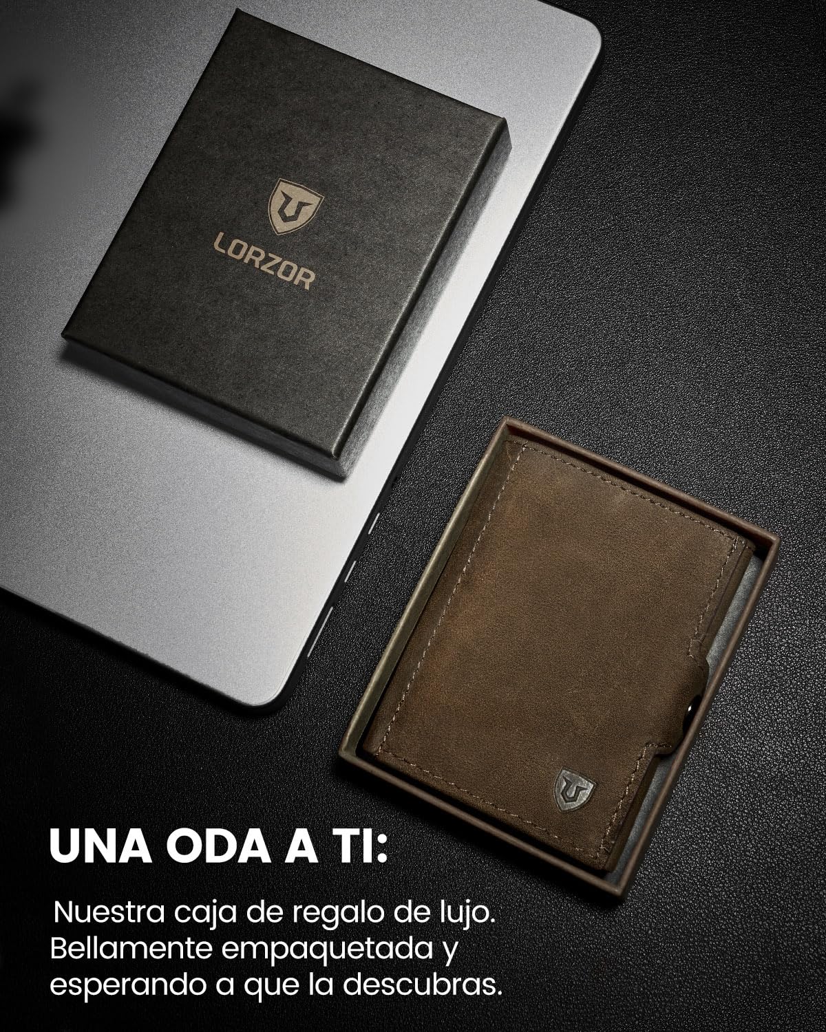LORZOR Slim Wallet Billeteras para Hombre, Monedero Hombre Pequeño, Tarjetero Hombre con Protección RFID, Carteras para Hombre con Monedero, Cartera Hombre Piel 9-10 Tarjetas, Mini