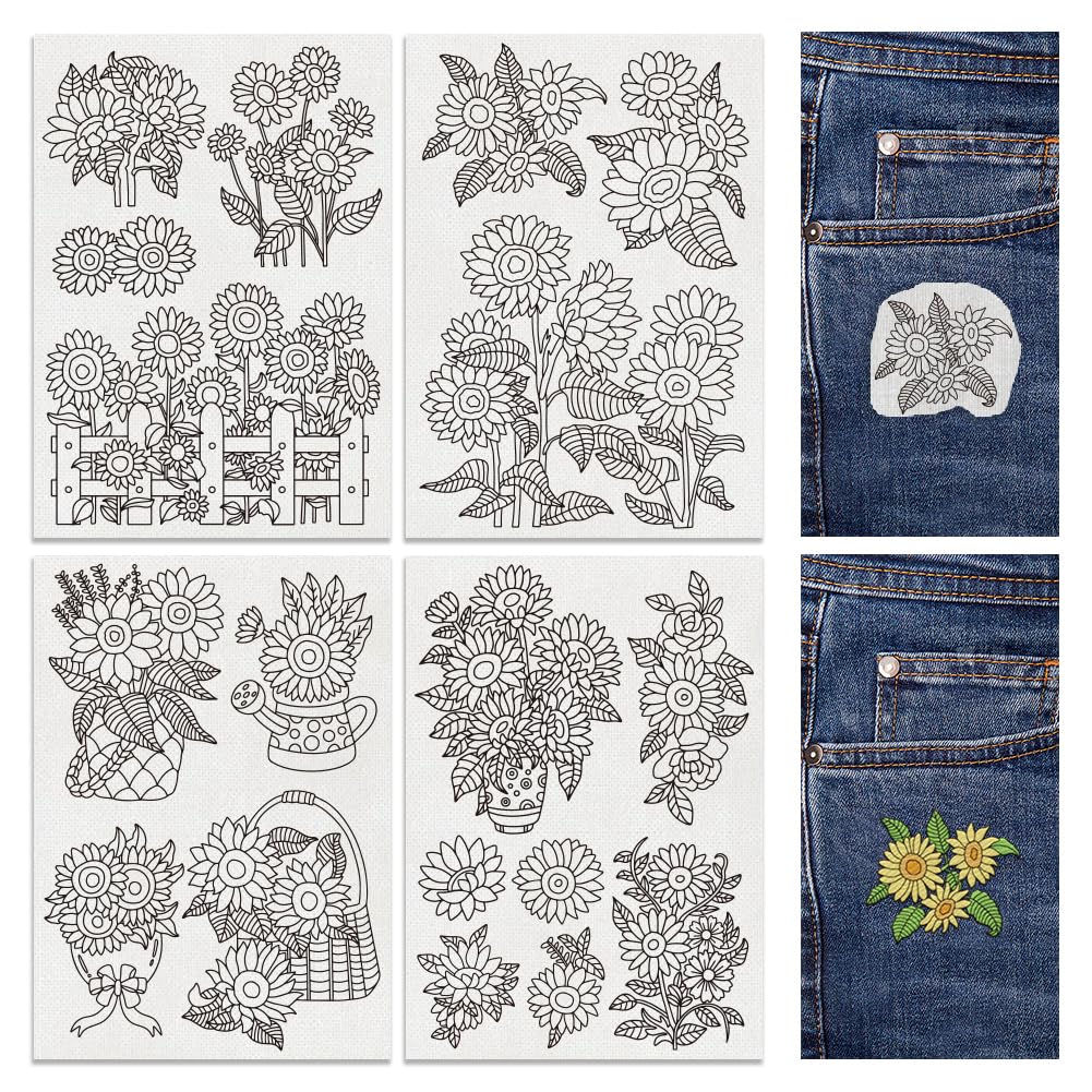 Doodlream 18Pcs Sunflower Bouquet Water Soluble Hand Sewing Stabilizers