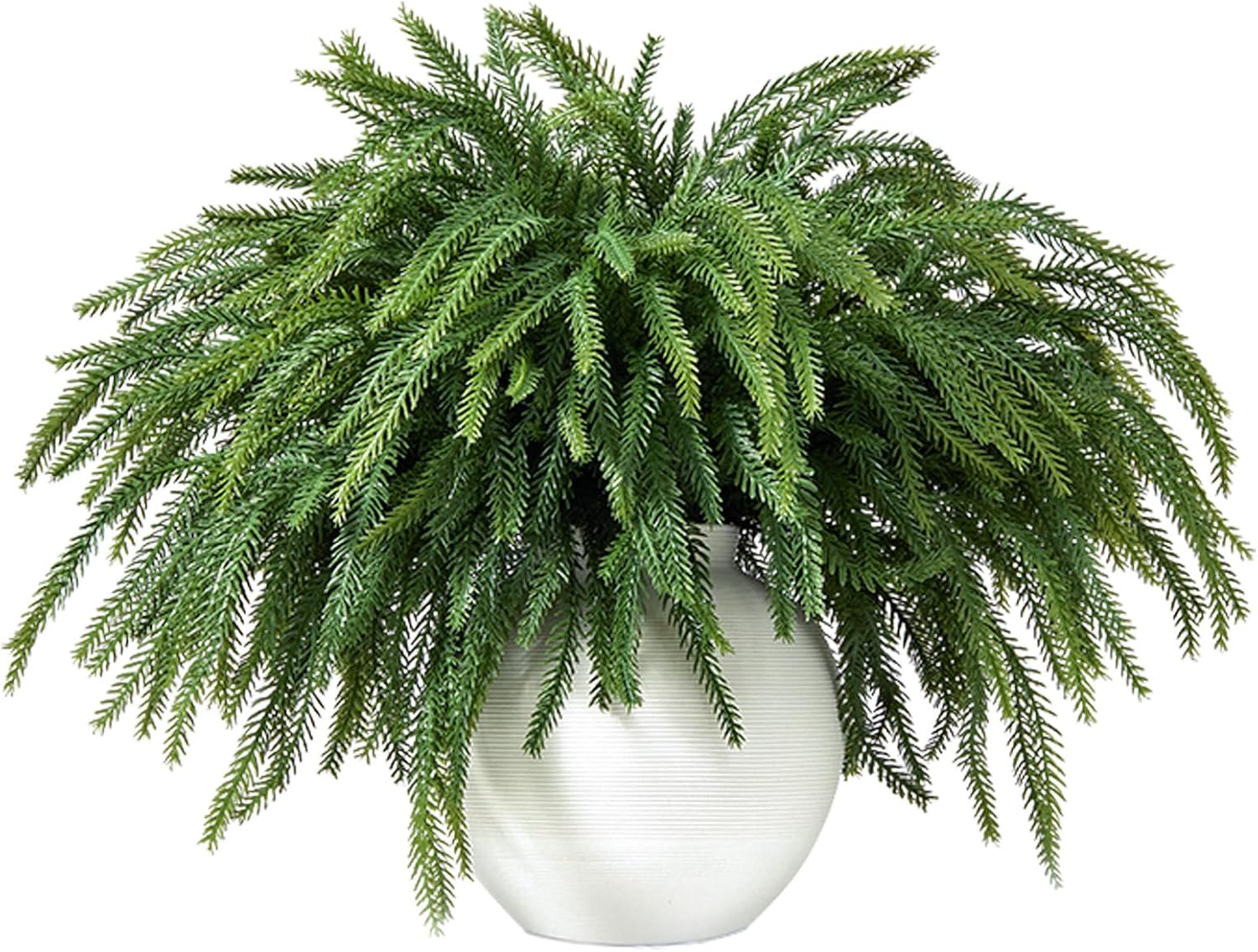 16 Pcs Christmas Norfolk Pine Branches,19" Real Touch Artificial Faux Norfolk Pine Stems,Artificial Cedar Pine Stems, Artificial Greenery,Suitable for Vases, DIY Wreaths,Home and Garden Decorations