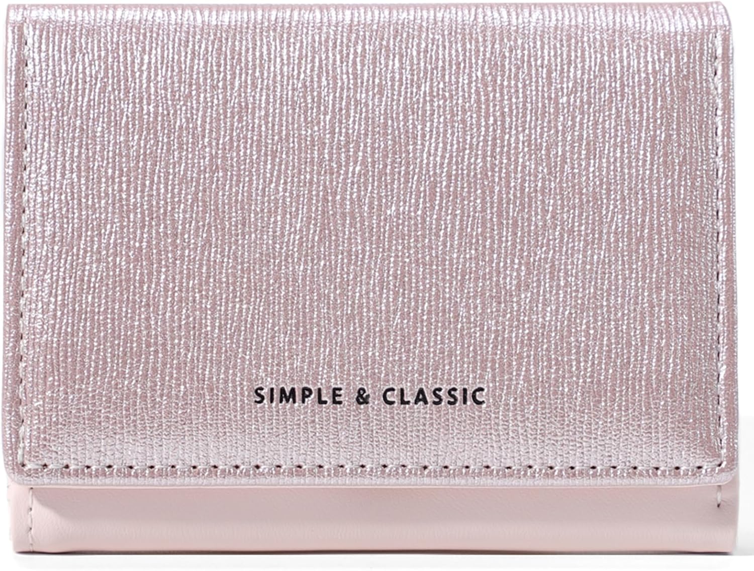 Womens Wallet Small Trifold Slim Pearlescent Trendy Leather Glitter Cute Wallet Cash Pocket with Coin Purse ID Window Card Holder for Girls (Elegant Pink)