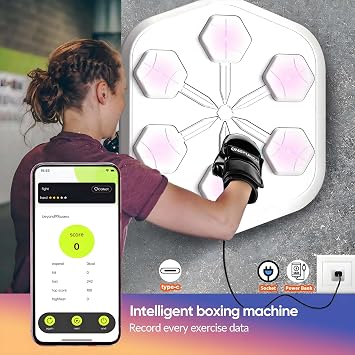 ONEPUNCH Boxing PRO3.0, Full LED Boxing Machine, Electronic Music Workout Machine, Punching Game Machine,White