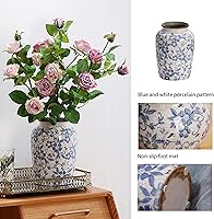 Denique Vintage Blue White Porcelain Vase - Retro Ice Crackle Chinoiserie Flower Vase for Elegant Home Decor