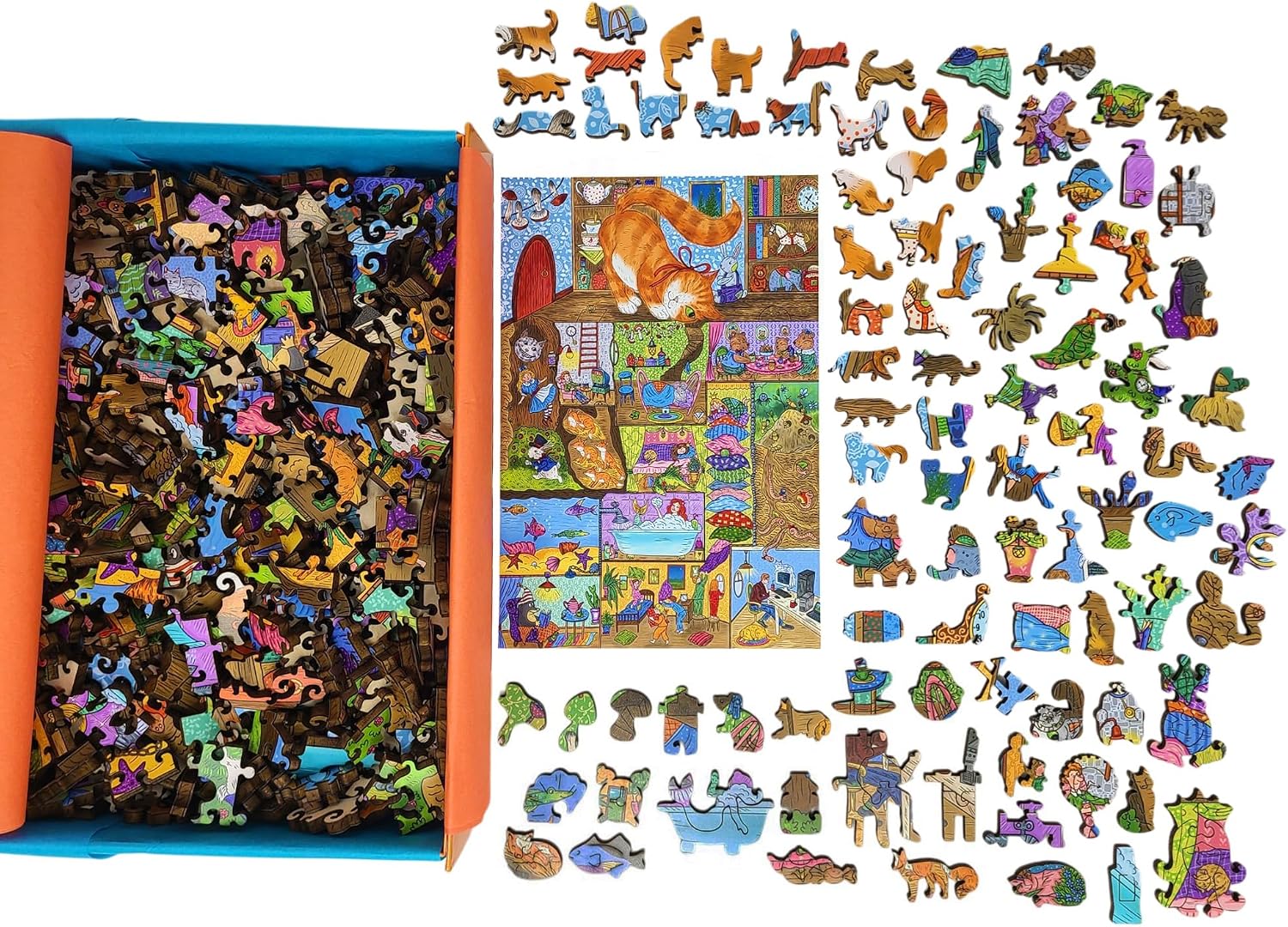 Wooden Puzzle for Adults - Uniquely Shaped Pieces - Made in The USA by FoxSmartBox - 470 Pieces - Mazes of Living