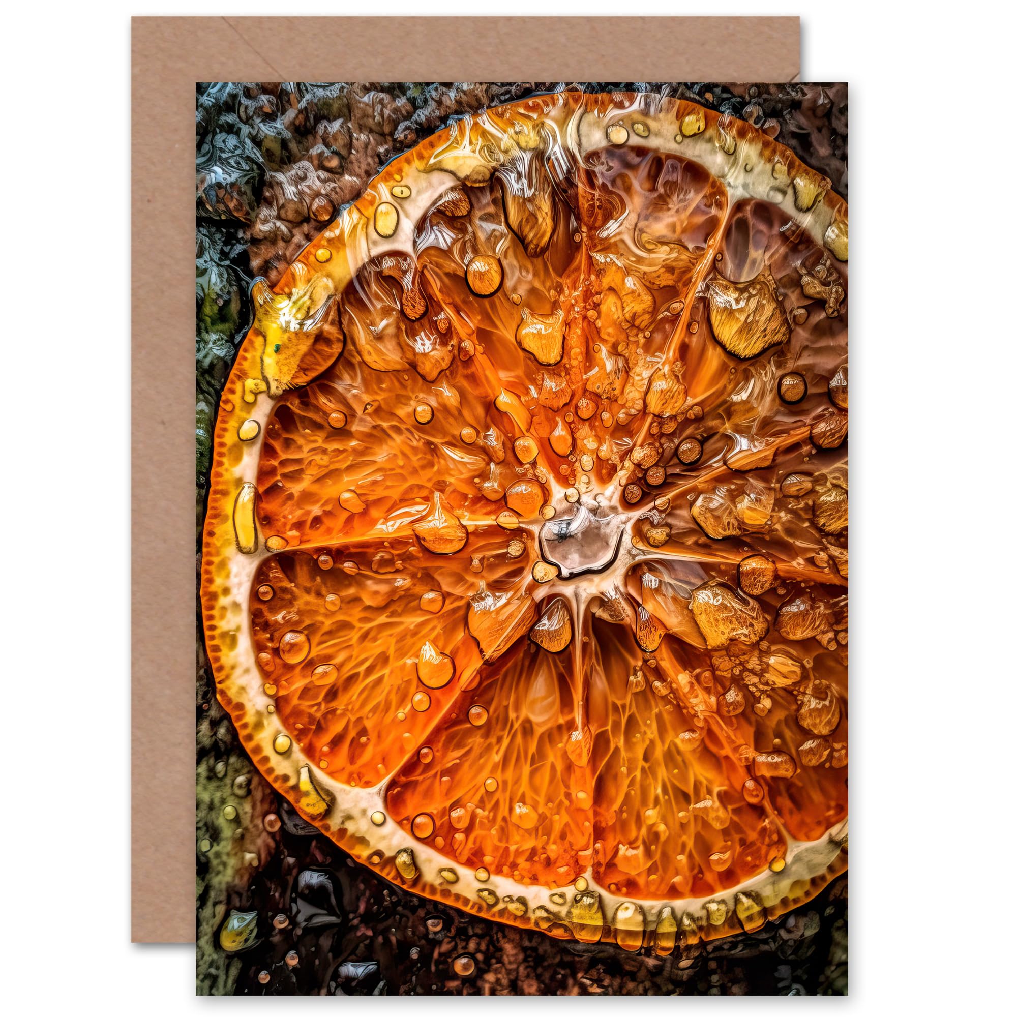 Artery8 Orange Slice for Him or Her Man Woman Birthday Thank You Congratulations Blank Art Greeting Card