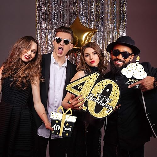 Miniatura 42 de Decoraciones de feliz cumpleaños 80 para hombres al aire libre 80 cumpleaños carteles de patio con estacas negro y dorado 80 cumpleaños decoración