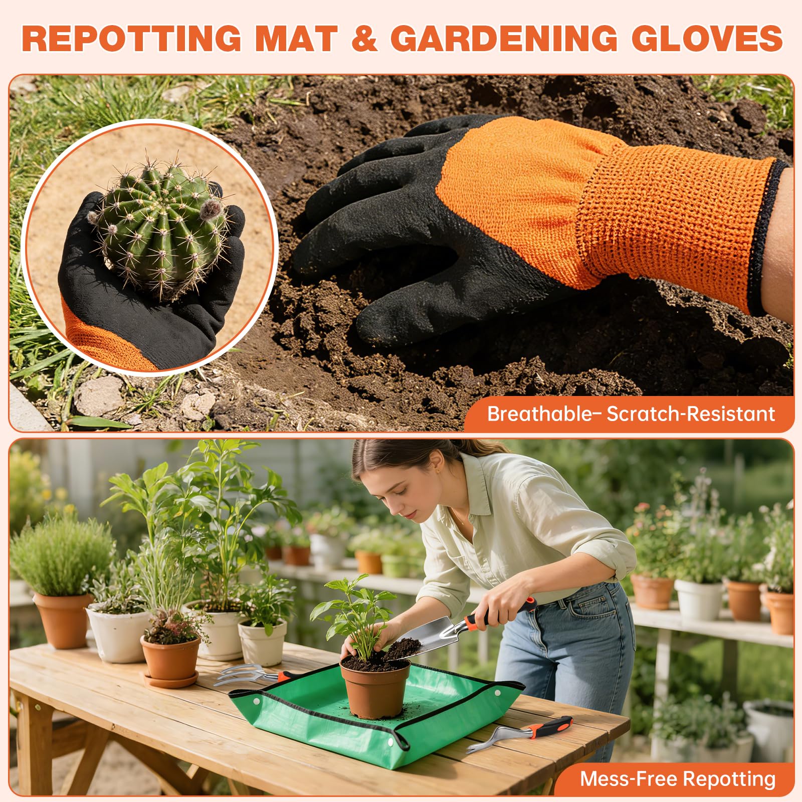 Juego de 9 herramientas de jardinería resistentes – acero inoxidable resistente al óxido, mango ergonómico de silicona antideslizante, regalo ideal de jardinería para mujeres y hombres
