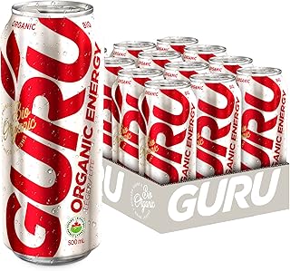 GURU Plant-Based Lite Energy Drink | Only 40 Calories | 500ml | Recharge with Refreshingly Good Energy | Organic Ingredien...