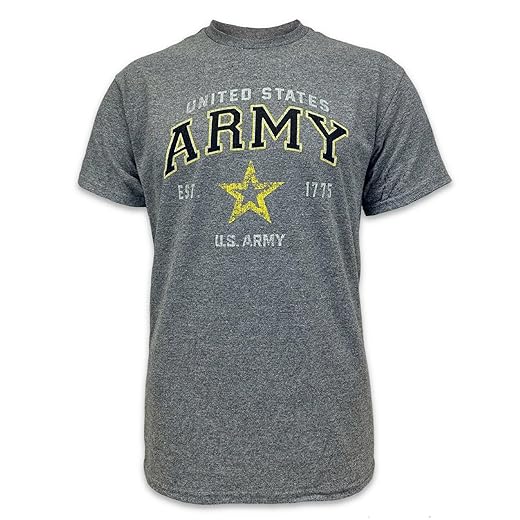 Armed Forces Gear US Army Star Est. 1775 Faded Short-Sleeve T-Shirt, Unisex - Licensed United States Army Shirts for Men