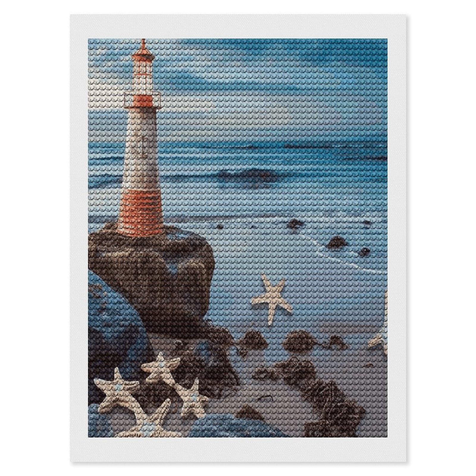LDGSUPH Starfish Lighthouse Beach Diamond Painting Kits for Adults Paint with Diamond Pictures Art DIY Full Drill Diamond Dots Painting Personalized Diamond Photo for Home Wall Decor Gift 12"x16"