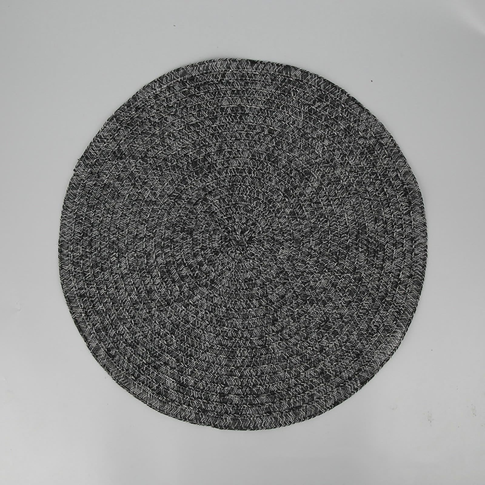 AMDXD Juego de 6 manteles individuales modernos redondos, de poliéster, redondos, lisos, resistentes al calor, salvamanteles bohemios, gris oscuro, para casa, cocina, restaurante y hotel, 38 cm