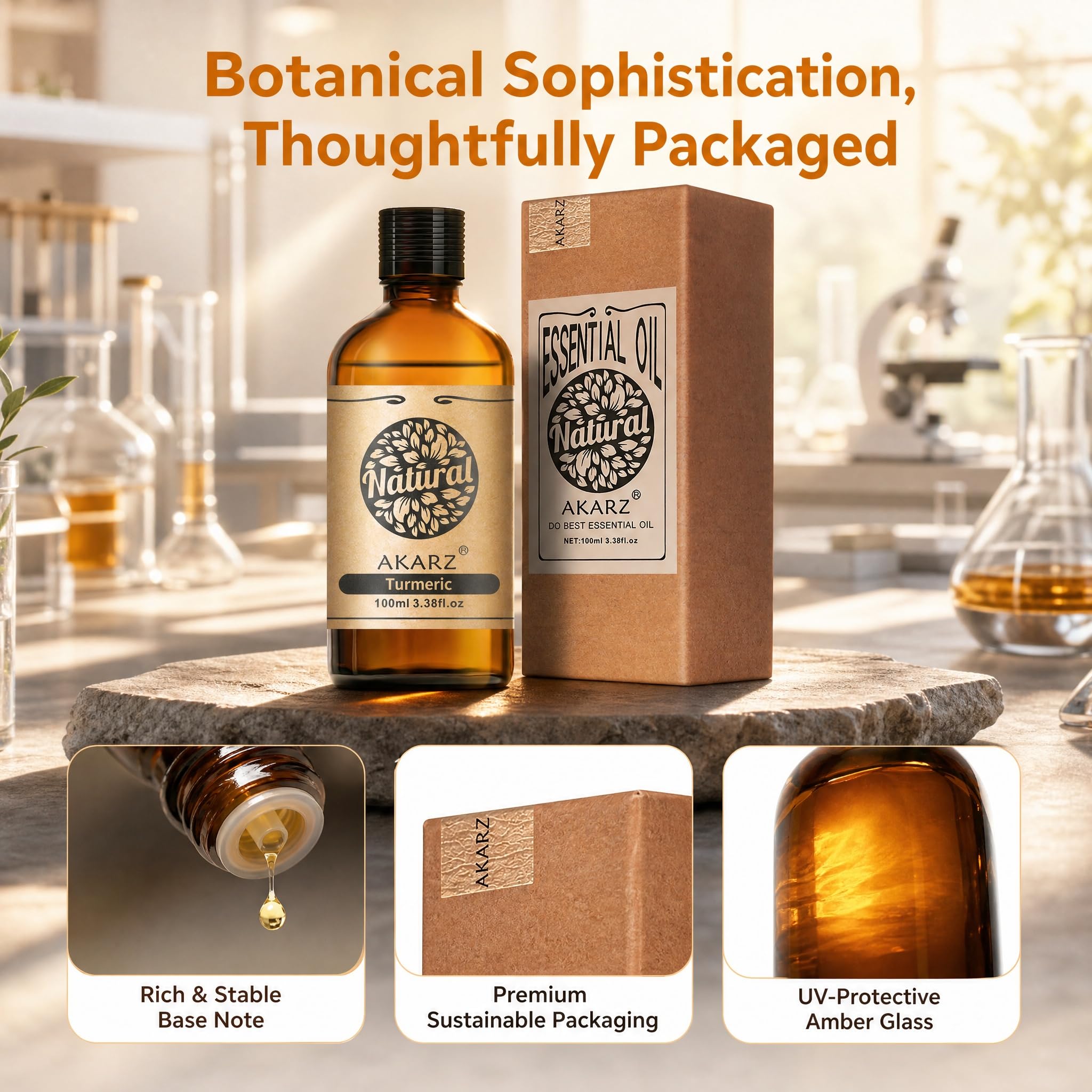 AKARZ 100ml Olejek esencjny z Kurkumy - Naturalny olejek aromatyczny do dyfuzorów, lamp aromatycznych i aromatów pomieszczeń