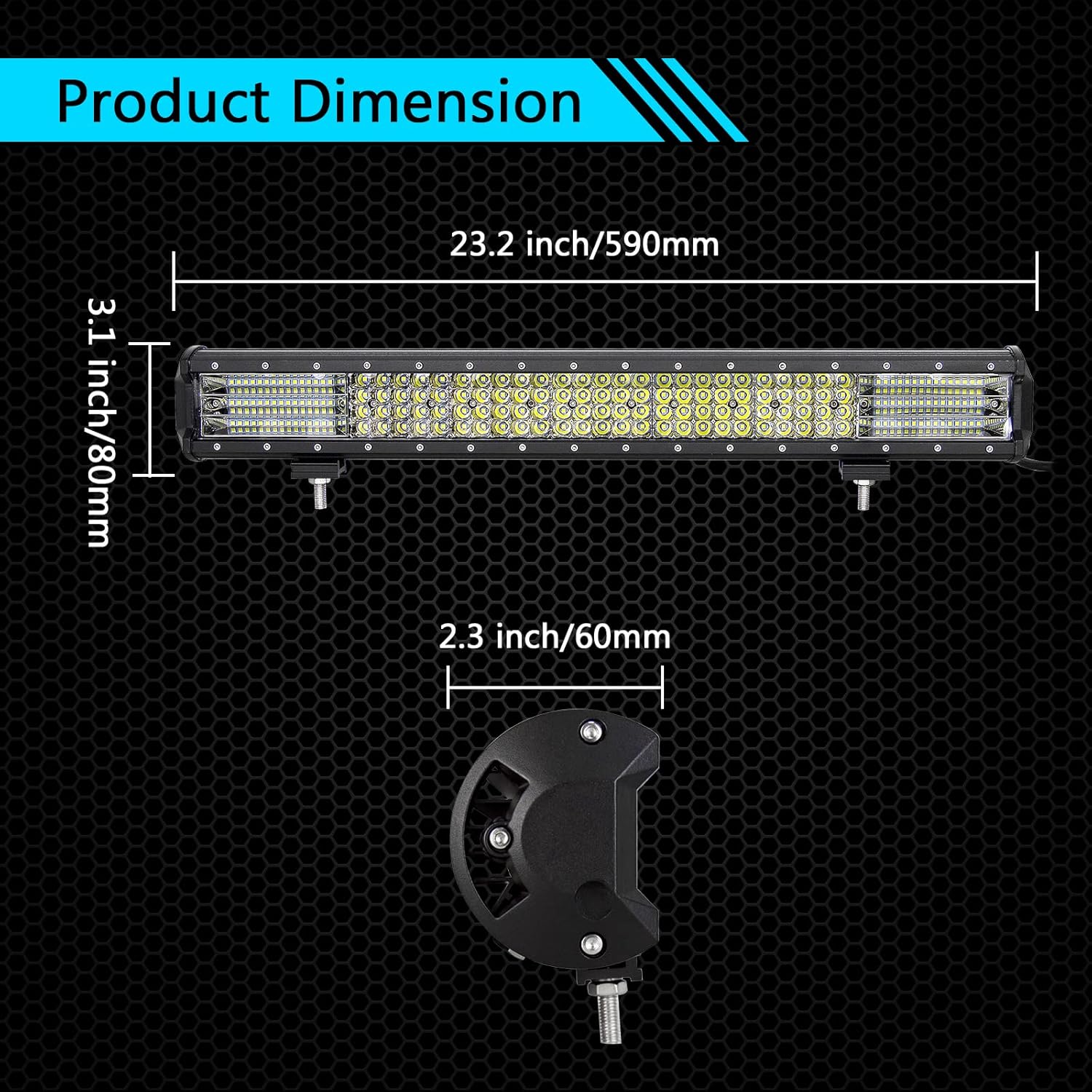 AUXTINGS 23 inch 570W Quad Row LED Light Bar LED Work Light Spot Flood Beam for Trucks Tractor 4X4 Boat Off Road Auto Fog Driving Lamp 12V 24V Waterproof IP67 23 inch 570 C