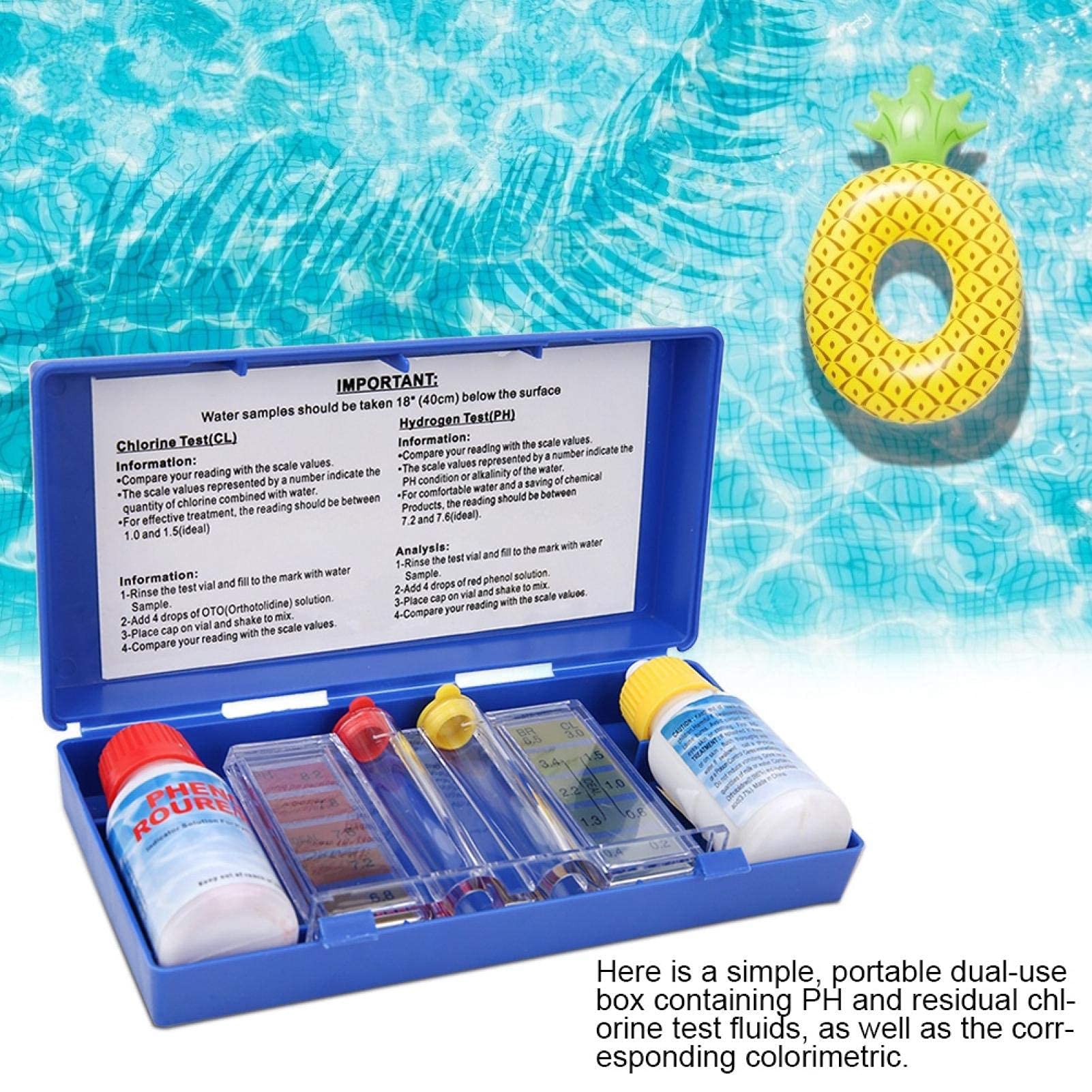 Kit Test Acqua Piscina Fdit – Misura Cloro E PH – Reagenti Inclusi – Valigetta Portatile - 2