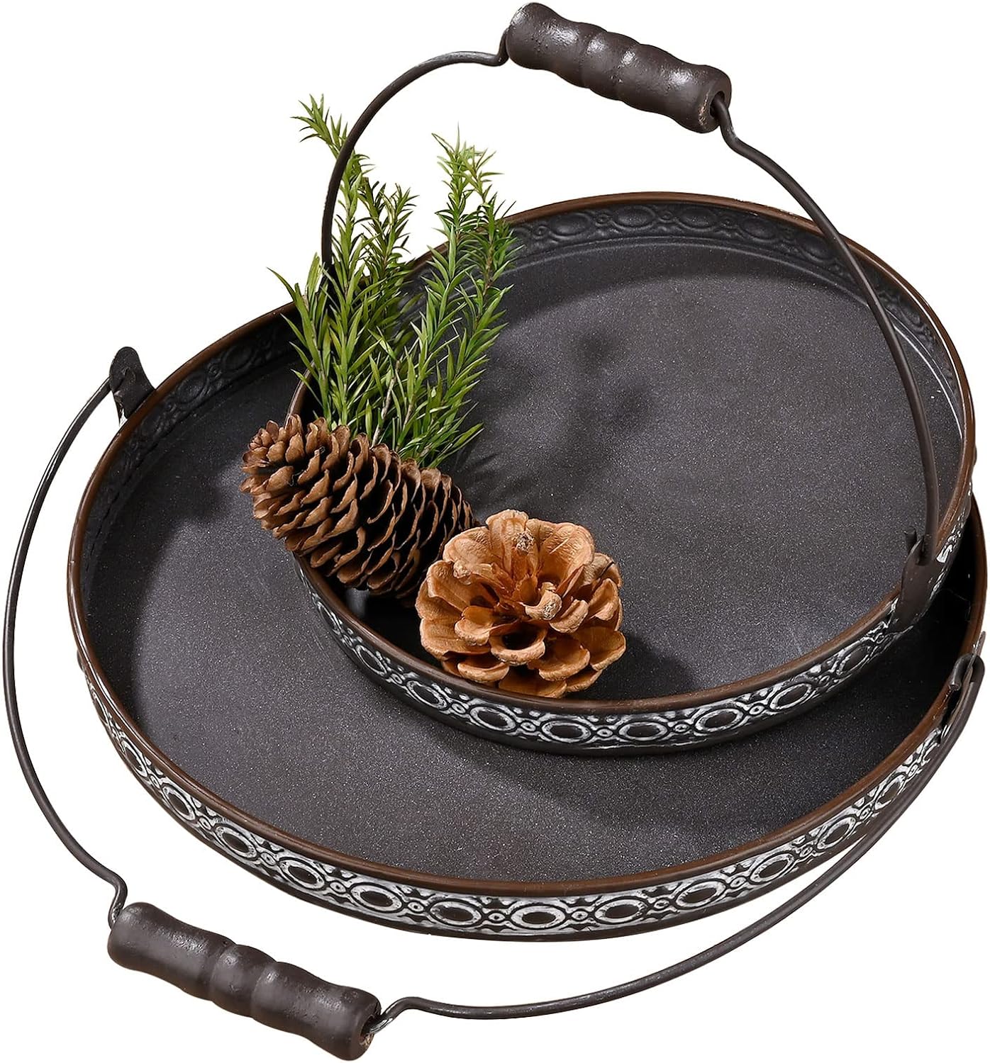 Yardivative Rustic Serving Tray with Handle, Decorative