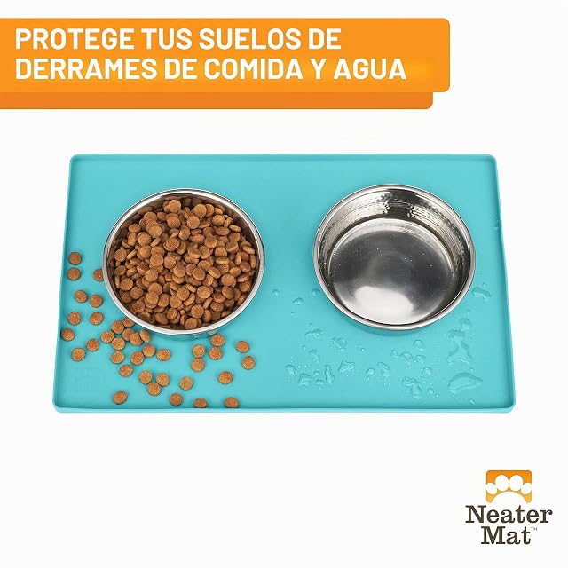 Foto 2 de 8 de Neater Pet Brands Neater Mat - Tapete de Silicona Impermeable para Cuencos para Mascotas, Protege los Suelos…